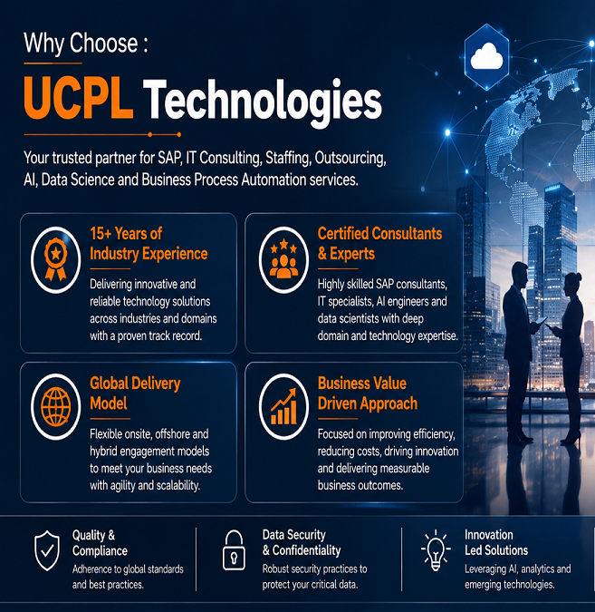 Why Choose UCPL Technologies - IT Consulting, SAP Consulting, Staffing, Outsourcing, AI, Data Science and Business Process Automation Services